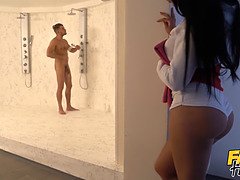 Kukk suging, Brunette, Sperm skott, Bakfra, Hd, Orgasme, Ridning, Barbert