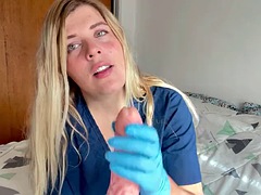 Enthousiasteling, Blond, Arts, Vriendin, Handschoenen, Ondergoed, Verpleegster, Gezichtspunt