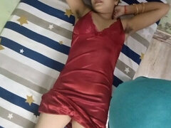 Hot Young Sister-in-law Calls Boss in Red Nightie Room and Has Sex with Fat Land