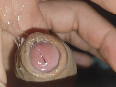 Creamy Pre-cum Slowly Sliding Down the Hole.
