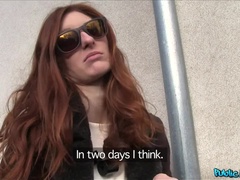 Horny redhead fucked hard outdoors