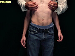 Sub skinny twink anally toyed with by gay daddy