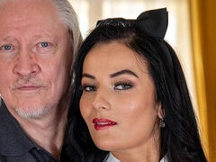 Big-boobed brunette Maddy Black screwed in the missionary pose