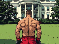 Muscular Fighters at White House (ai Art)