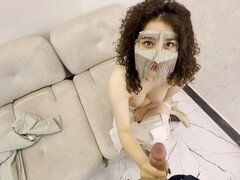 Big booty gets a footjob in nylon socks while a doctor takes care of his patient