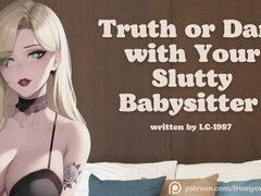 Naughty babysitter plays Truth or Dare in an explicit roleplay audio