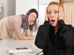 Stor rumpe, Stor kukk, Kukk suging, Bakfra, Moden, Kontor, Rødtopp, Kort hår