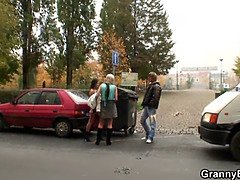 Young guy picks up 70 years old prostitute