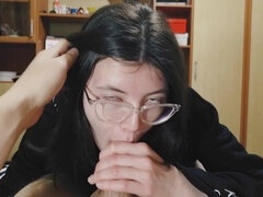 18 year old cock, english subtitle, nerdy girl with glasses