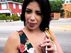 Sexy Latina makes love for cash in public