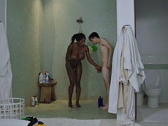 Store pupper, Svart, Mørk, Milf, Dusj, Pupper