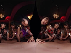 Japanese cuties share cock Virtual reality POV group sex orgy with Asian babes
