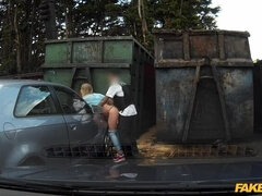 Amatéři, Kuřba, Auto, Podvádění, Pár, Stříkání spermatu, Na obličej, Venku
