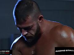 Anaal, Grote lul, Pijpbeurt, Sperma shot, Homo, Spier, Tatoeage