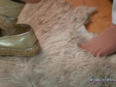 Tight Jeans, Glitter Espadrilles & Nylon Feet Close-up