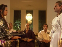 Babe moves g-string aside to take rod into pussy totally