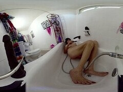 Lizzy Yum gets in some solo fun with her big boobs and anal toys in the shower