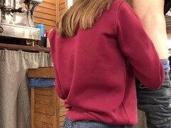 Cute barista girl serves up a wet deepthroat at the cafe while working