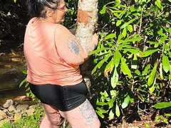 Dry Humping in the Woods Pissing a Creek Look at Her Saggy Tits and Buttcherks