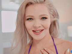 Anal, Chambre à dormir, Blonde, En levrette, Léchez, Lingerie, Culottes ou slips, Tatouage