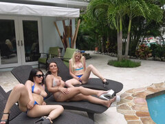 Alessia Luna, Mina Moon and Nikki Sweet  FFFM by the pool