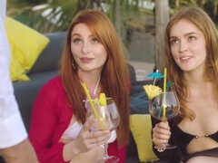 gorgeous redheads seduce bartender while on vacation