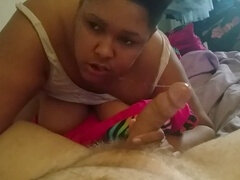 Ebony babe gives a deeply satisfying and passionate blowjob