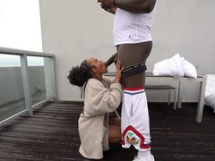 Addictive ebony babe engulfs monster black dick with great lust