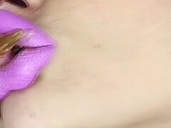 Pouty Lips Bimbo Makes You Cum on Her Glossy Cock Pillows