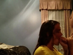 Brunette Abbs Sucking The Ejaculant Out Of My Penis - cum on face