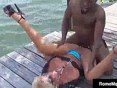 ビーチ, デカチン, 黒人, フェラチオ, 中出し, イく瞬間, 熟年, アウトドア