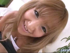 Perky and busty Asian chick Kurea Muto sucks that massive schlong and rides it