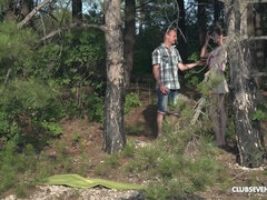 Skinny tall teen fucking in the woods
