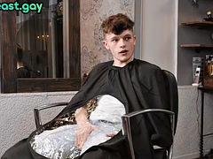 Str8 barber fucked by twink in salon after blowjob