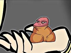 Enthousiasteling, Lieveling, Mooie dikke vrouwen, Grote lul, Naakte man aangeklede vrouw, Handbeurt