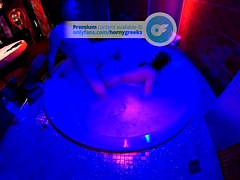 4K - Amazing blowjob and hard fucking in the jacuzzi from an amateur couple. Home sex in the bath doggy style