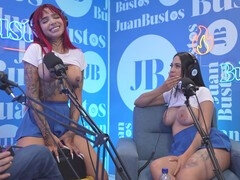 Tattooed redhead Diavlolilith shares kisses with her friend while enjoying some vibes - Juan Bustos Podcast