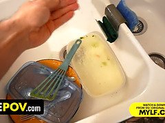 Mylf stepmom can't resist stepson's hard cock while boss is away - use POV action!