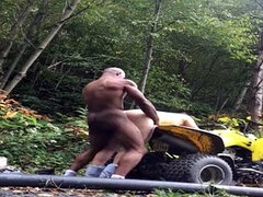 Redneck wife fucked by a black bull in the woods