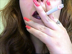 black-haired Close Up Smoking Fetish Clip Pale White Girl plump teenage Smoker