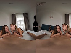 Double the Edging Fun - Double Blowjob MFF Threesome Virtual Reality Edging