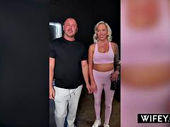 WIFEY Blonde Hotwife Candice Holds Hubbys Hand While Taking A Monster BBC