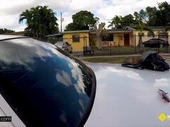 Musta, Ruskeahiuksinen, Spermashotti, Naamallinen, Sekarotuinen, Ulkona, Näkökulma pov