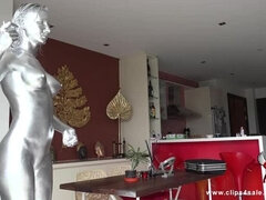 Silver Body Paint Angel The Dreamgirl Blowjob Facial Big Ass 4K Porn