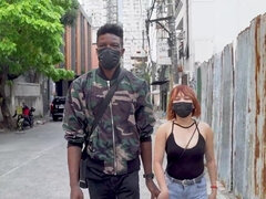 Aasialainen, Iso kulli, Musta, Suihinotto, Spermaa suussa, Tumma, Sekarotuinen, Punapää