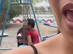 Amatør, Amerikansk, Far, Hjemmelavet, Kysse, Latinsk, Udendørs, Trekant