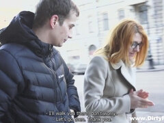 Nerdy redhead Teenager in glasses hardcore action
