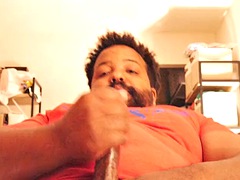 Daddy Bear Beats His Hot Cock in Public and Busts in Bedroom