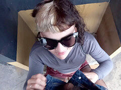 Stor kuk, Svart, Avsugning, Par, Utomhus, Liten och nätt, Tatuering, Tuttar