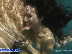 nice dark hair screwed underwater